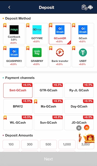 🔆 Step 1: Click on deposit & GCash.