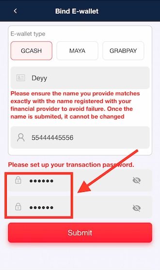 🔆Step 4: Add a transaction password.